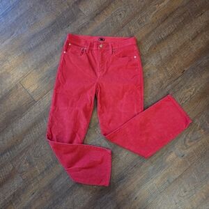 J. Crew Womens Red Corduroy Cropped Straight Leg Pants Size 29 (29x27) Excellent